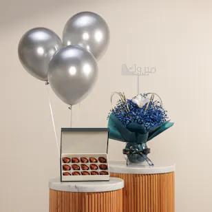 Floward Pecan Salted Caramel Small Chocolate Box | Congratulations Balloon and Flowers