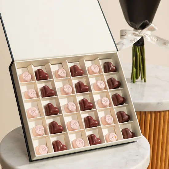 Floward Roses and Hearts Medium Chocolate Box | Love Flowers