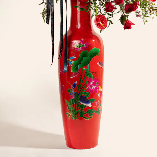 Majestic Crimson Flower Vase