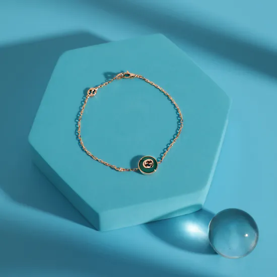 Gucci Interlocking Rose Gold Diamond Chain Bracelet