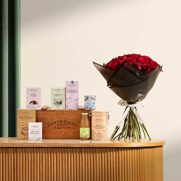 Cartwright & Butler Bishopdale Hamper | Dazzling Red Rose Bouquet