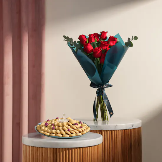 Baraka Dates Eid Mubarak Kuwaiti Ghuraiba Tray | Charming Flowers