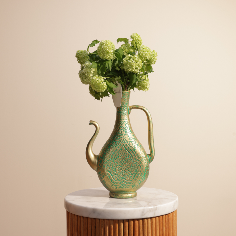 فيبورنيوم اخضر | مزهرية باللون الاخضر الذهبي