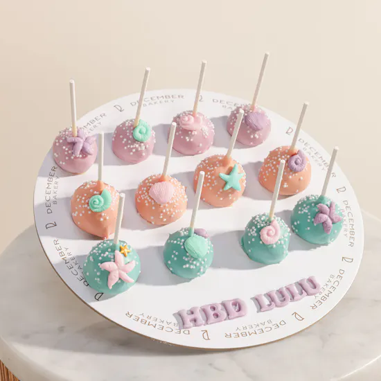 December Cake Personalized Mermaid Round Cake Pops
