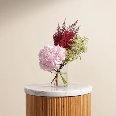 Hydrangea & Astilbe | Glass Vase Hydrangea & Astilbe | Glass Vase