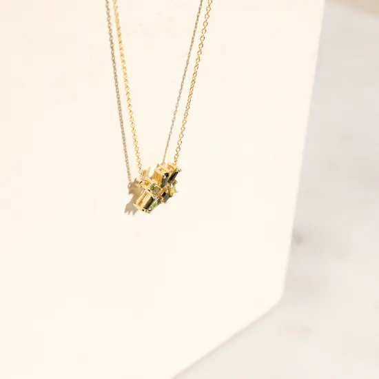 Siran by Iram Irregular Shaped Emerald Stones Necklace
