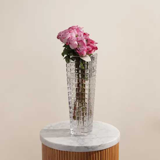 Rogaska Charm Atrium Crystal Purple Roses Vase