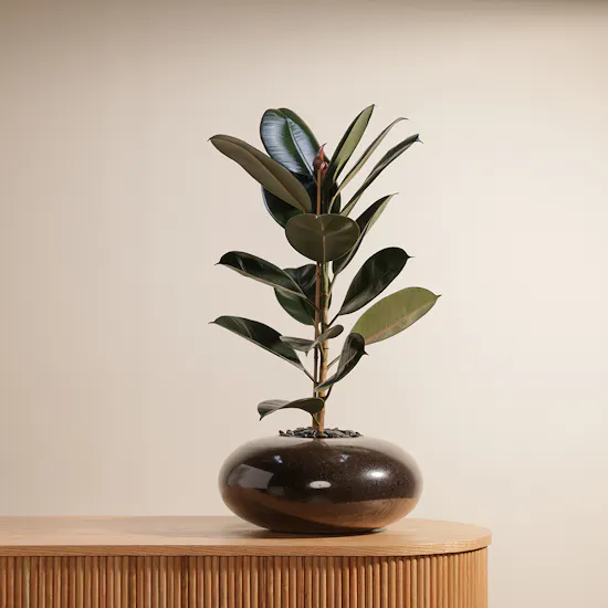 Ficus Elastica | Glass Pot
