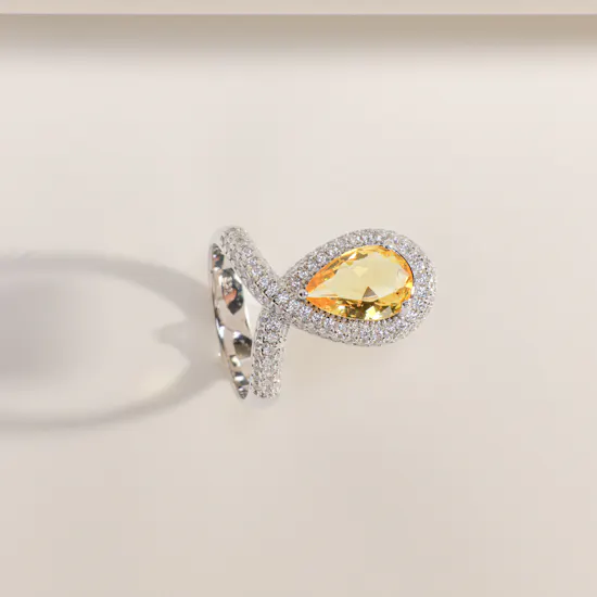 Floward Yellow Sapphire Drop Ring | Size 8