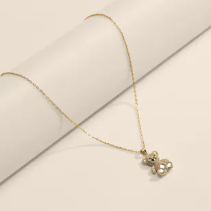 Artsy Teddy Bear Gold Plated Necklace
