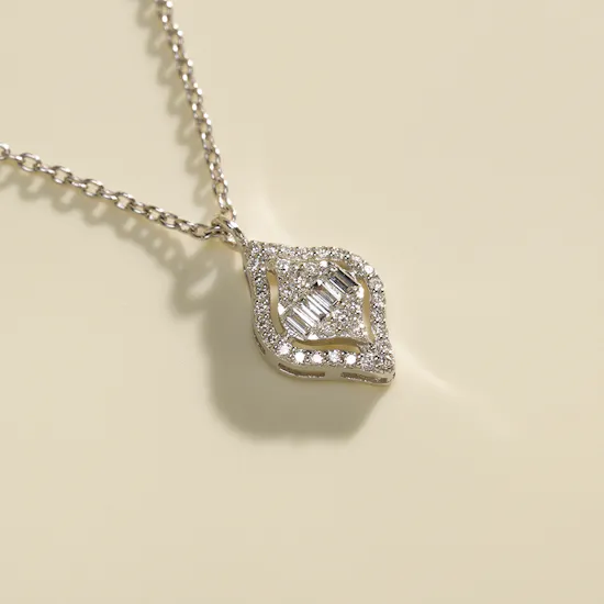 Gold Land Leaf Shape Diamond Necklace