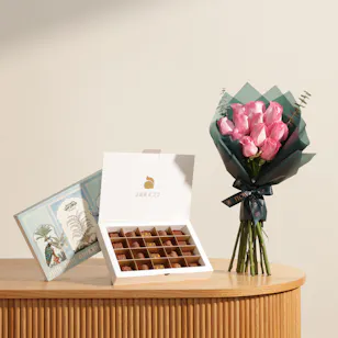 Abucci Eid Mubarak Small Chocolate Box | Festive Roses Bouquet 