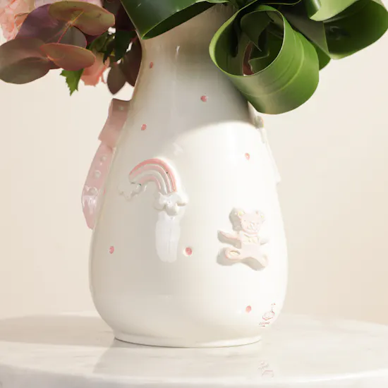 Keramos Studio Welcome Baby Girl Flowers Vase