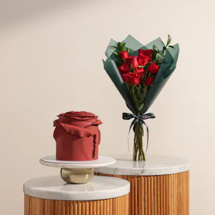 Floward Red Rose Premium Cake | Sacred Passion Flower Floward Red Rose Premium Cake | Sacred Passion Flower