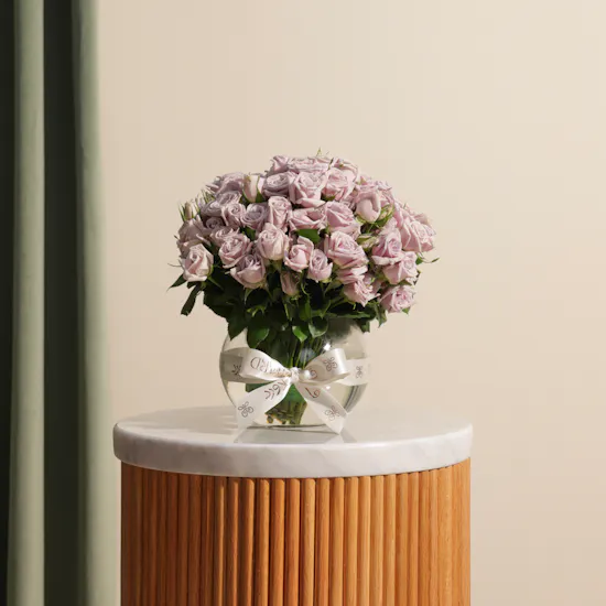 Purple Baby Roses Vase | 18 Flowers