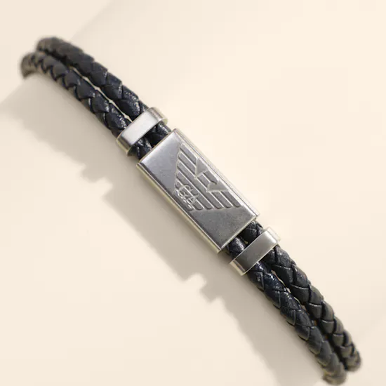 Emporio Armani Leather Cord Men Bracelet