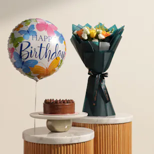 Munch Bakery Chocolate Cake | Blissful Birthday Flower and Balloons Munch Bakery Chocolate Cake | Blissful Birthday Flower and Balloons