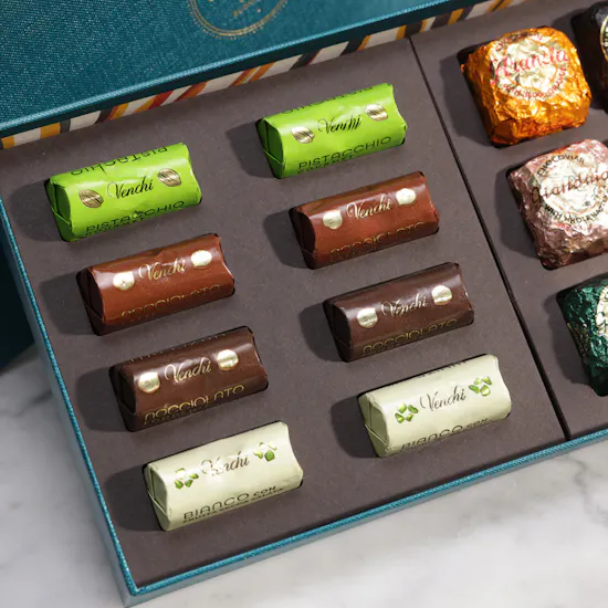 Venchi Murrine Chocoviar and Ingot Chocolate Blue Gift Box
