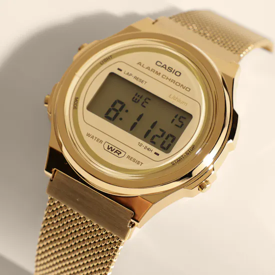 Casio Gold-Tone Vintage Unisex Round Digital Watch