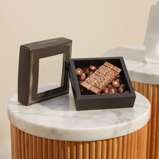 Ghazl Chocolatier Get Well Soon Mini Chocolate Box | Elegant Roses Bouquet