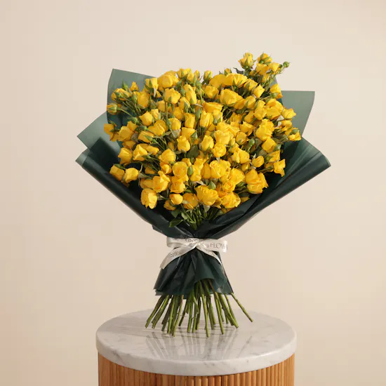 Sunny Embrace Baby Rose Bouquet | 50 Flowers