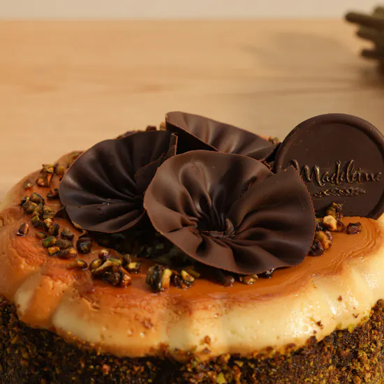Madeleine Chocolate Crème Brulee Cake | Elegant Flower Vase