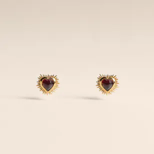 Rachel Jackson Gold-plated Electric Love Garnet Heart Women's Stud Earrings Rachel Jackson Gold-plated Electric Love Garnet Heart Women's Stud Earrings