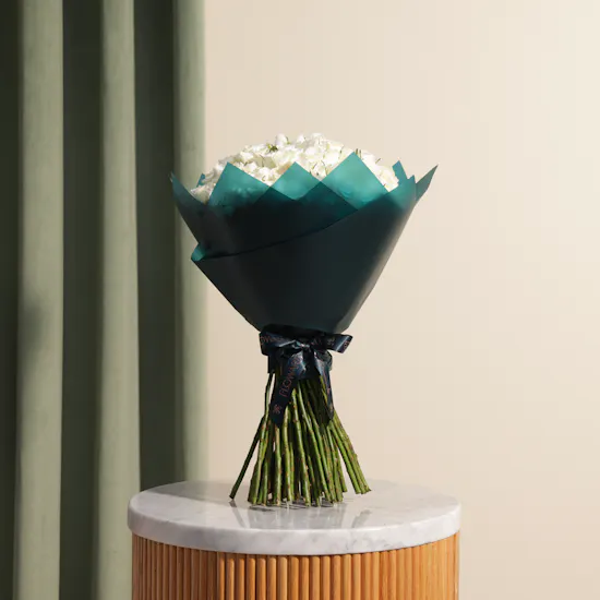 White Baby Rose Bouquet | 50 Flowers