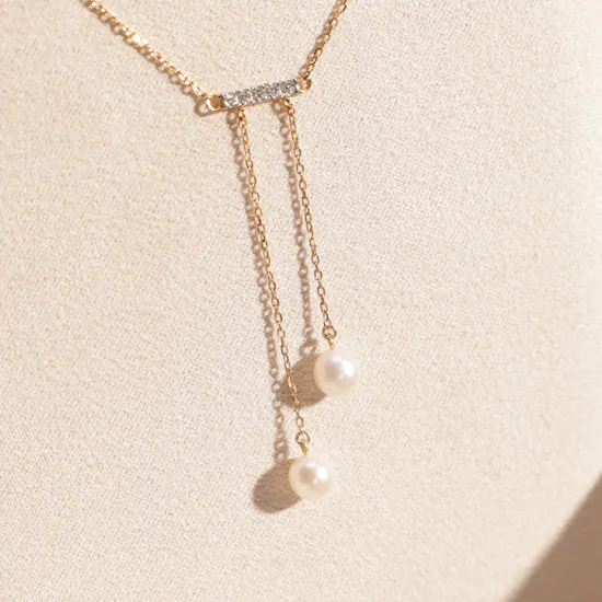 L'azurde Tassel Diamond & Pearl Women's Necklace