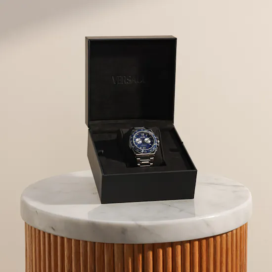 Versace Silver Greca Reaction Chronograph Men's Watch