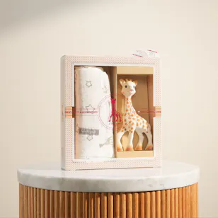 Peek A Boo Sophie La Giraffe Girafe Toy and Swaddle Baby Set