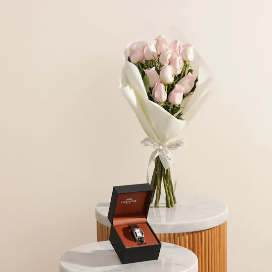 Coach Reese Silver and Gold Women’s Watch | Delicate Flowers
