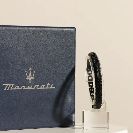 Maserati Men Black Leather Bracelet