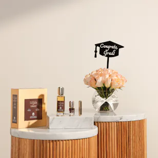 Abdul Samad Al Qurashi Crassna Sioufi Agarwood Oil Set | Graduation Roses Vase