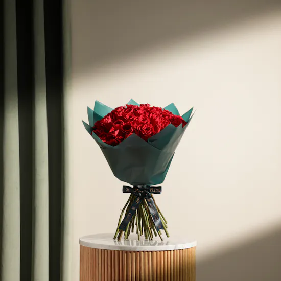 Dew of Loving Hearts Bouquet | 50 Roses