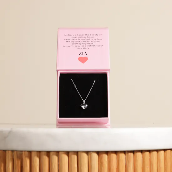 Zia Heart Charm Silver Necklace
