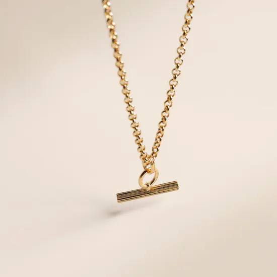 Rachel Jackson Chunky T Bar Gold Plated Women's Necklace