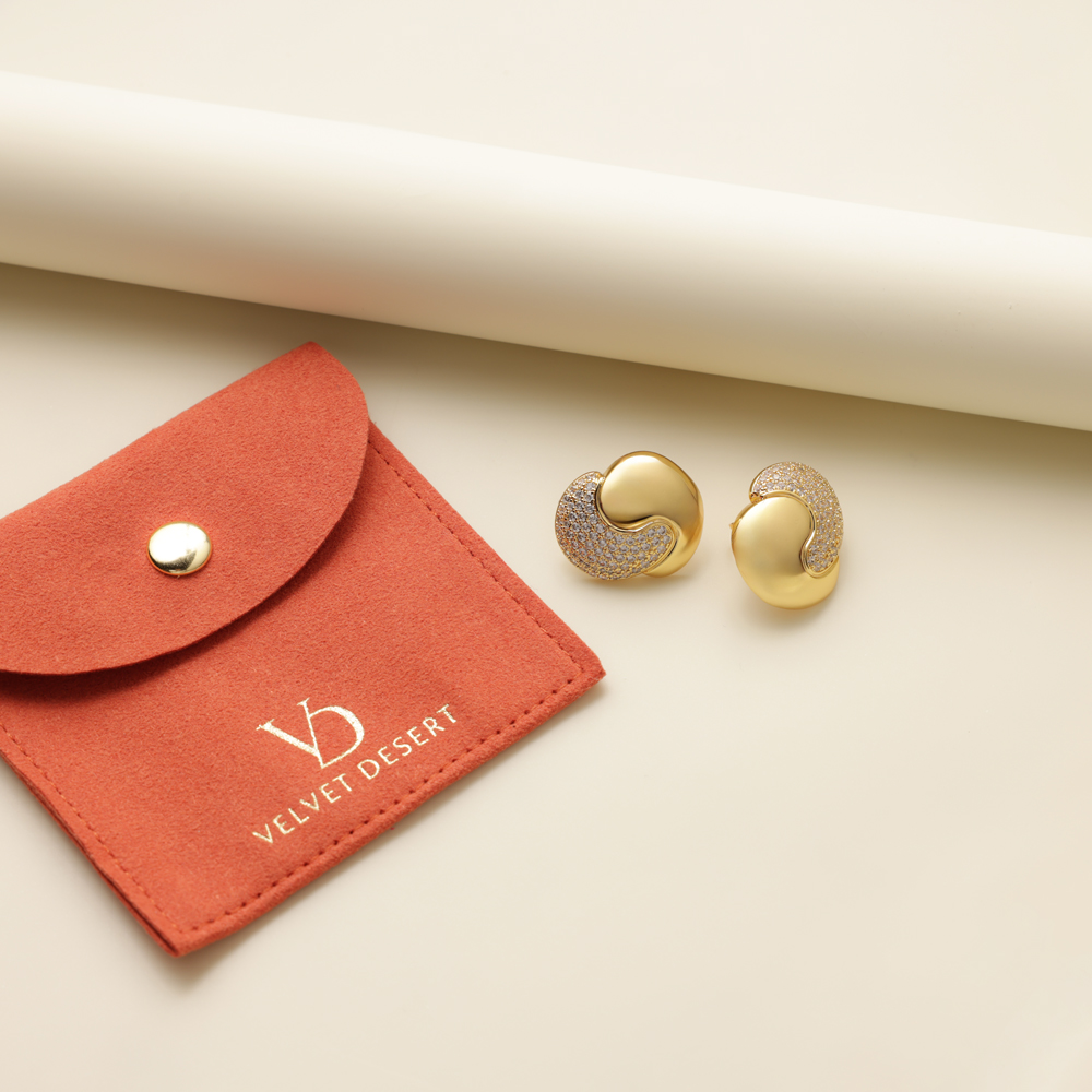 Velvet Desert YinYang Button Earrings Studs