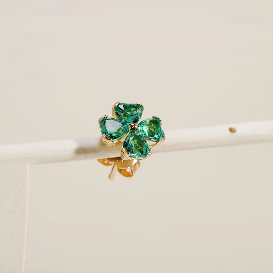 Pandora Green Lucky Clover Stud Earrings and Necklace Set