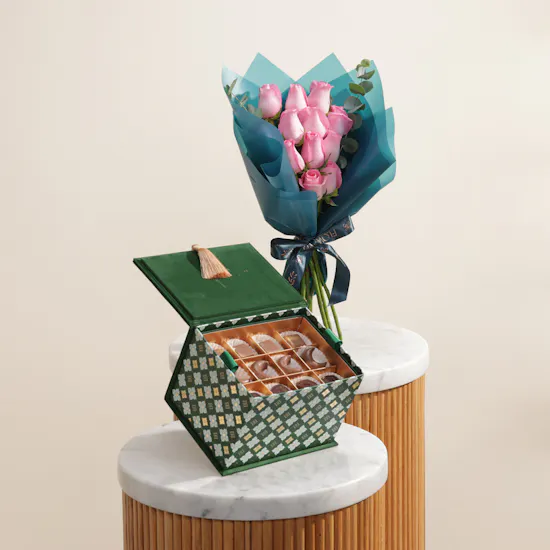 Forrey and Galland Dates and Chocolate Green Box | Light of Flowers