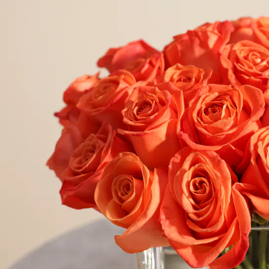 Orange Roses Vase | 35 Flowers