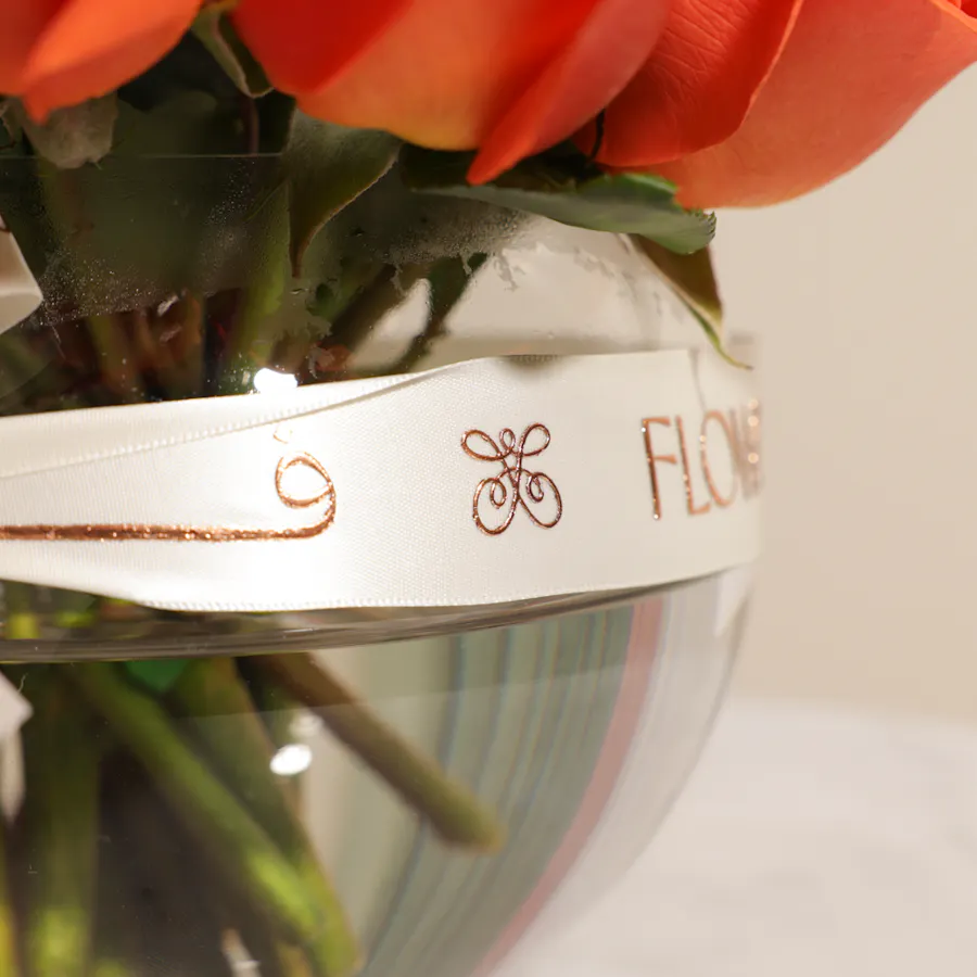 Sunny Orange Roses Vase | 25 Roses 3