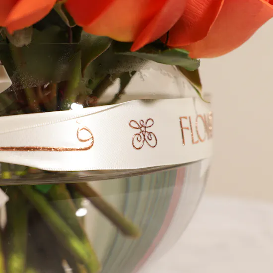 Sunny Orange Roses Vase | 25 Roses
