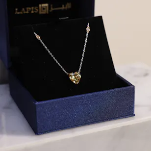 Lapis Heart Diamond with Yellow Stone Necklace 