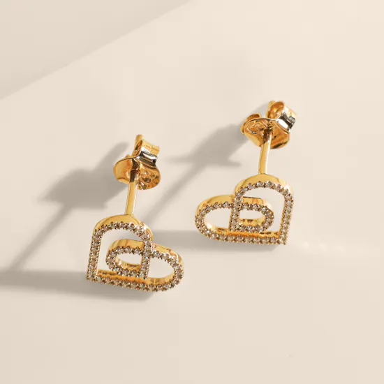 Damas Love By Damas Gold and Diamond Heart Earrings