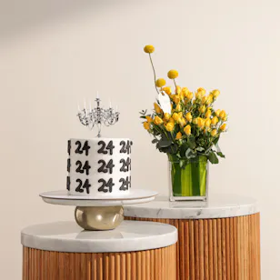 December Cake Customizable Number Candle Cake | Festive Flowers