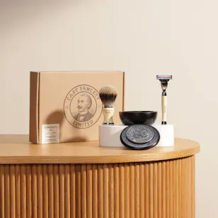Captain Fawcett Shave Brush, Razor and Soap Box Gift Set