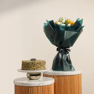 Sweet Atelier Delicious Cake | Vibrant Flowers Bouquet