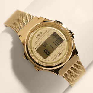 Casio Gold-Tone Vintage Unisex Round Digital Watch