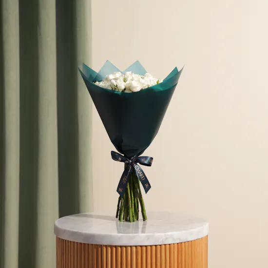 Angelic White Baby Rose Bouquet | 18 Flowers